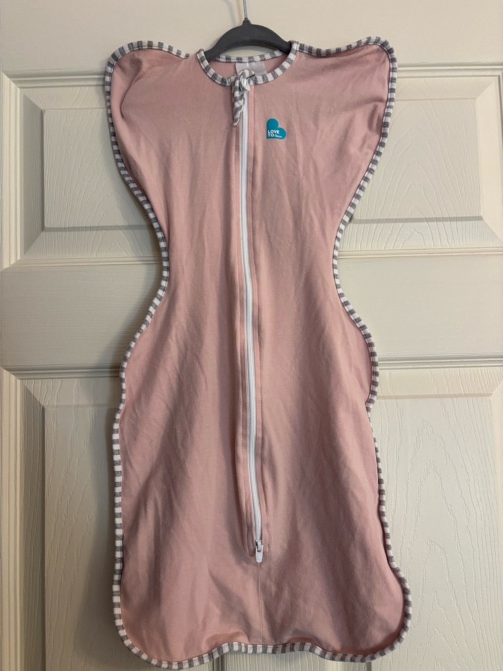 Love to dream Dusty Pink Swaddle Sleep Sack with Striped Trim